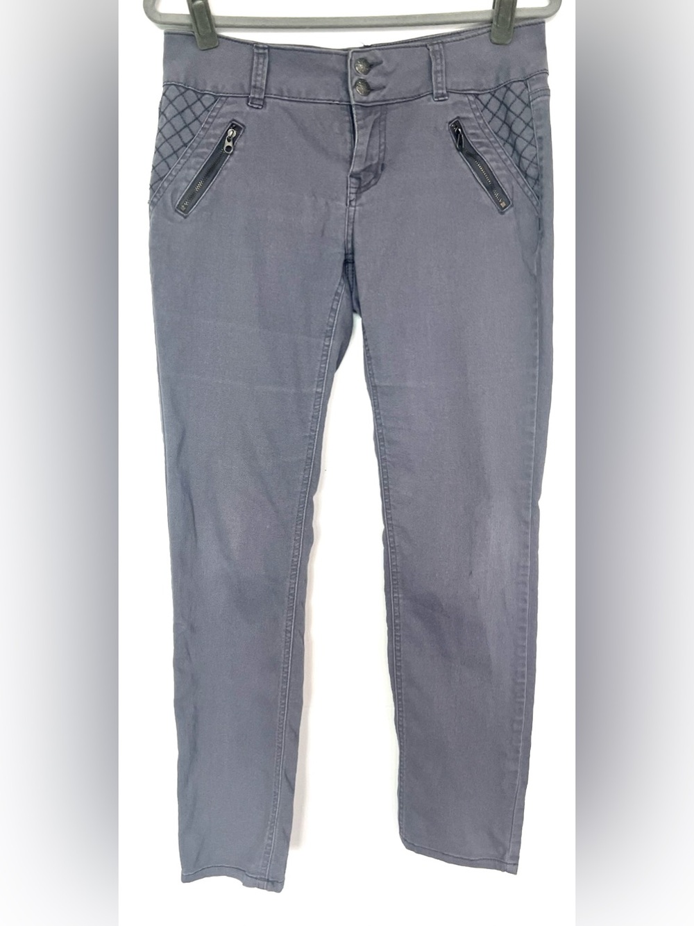 d. jeans Gray Moto Skinny Jeans Quilted Zipper Pockets Size 8